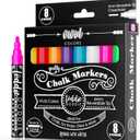 Loddie Doddie Liquid Chalk Markers - 8-Pack, 6mm Dual Tips - Chalk Markers for Blackboard & Chalkboard Paint - Washable Window Pens for Glass - Erasable Pens (Vivid Colors)