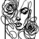 Female Face Rose Metal Wall Decor - Elegant Room Decor Wall Art Home Decor for Living Room, Bedroom, Dining Room, Bathroom, Office (Black)