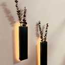 Artificial Eucalyptus with LED Lights Wall Planters Rustic Wall Decor with Lights Fake Vines for Home Decor Bedroom Living Room Bathroom Hanging Vase for Dried Flowers Faux Plants (Black)