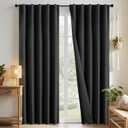 Joydeco Black Curtains 84 inch Long, Blackout Curtains for Bedroom, Thermal Insulated Privacy Room Darkening Drapes for Living Room, Black Out Drapes with Rod Pocket Back Tab 2 Panels