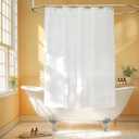Seenus Waterproof Fabric Small Shower Curtain with 3 Weighted Magnets, 60 x 60 inch White Cloth Shower Liner Washable for Walk in Tub, RV Shower Curtains for Camper