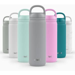 Ello Cooper Twist 22oz Stainless Steel Water Bottle with Chug Lid | Leak Proof Double Walled and Vacuum Insulated | Fits Car Cupholder | Built in Carry Loop | Dishwasher Safe | Gray