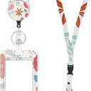 3 x ID Badge Holder with Lanyard - Retractable Badge Reel & Detachable Neck Strap for Nurses, Teachers, Students & Office Staff - Vertical ID Holder with Teacher Lanyard (White)