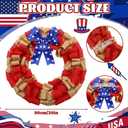 Dingion 20 Inch Patriotic Burlap Wreath for Front Door 4th of July Red White and Blue American Flag Mesh Wreath with Star Bow, Rustic 250th Anniversary Memorial Day Decoration for Farmhouse Home Porch