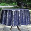 HMQIANG Navy Blue 50 inch Round Sequin Tablecloth Glitter Table Cloth Seamless Shiny Overlay for Halloween Christmas Party Table Décor