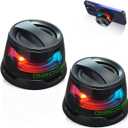 G200 Magnetic Bluetooth Speaker, Wireless Portable Mini Speaker with RGB Light, Strong Magnetic Base & Phone Stand, 2-Inch Mini Stereo Sound for Home, Outdoor, Travel, Party, Two-Pack in Black