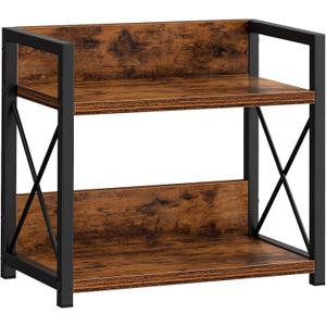 Giikin 2 Tier Kitchen Spice Rack Organizer for Countertop, Wood Coffee Counter Shelf Organizer for Home (Rustic Brown) (Small)
