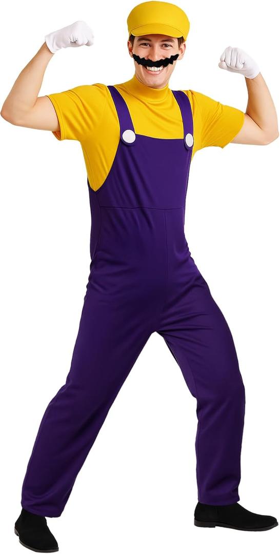 Morph Mens Plumber Costume, Yellow Plumber Brother Costume Mens, Funny Costumes for Men (X-Large)