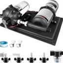 WASSERMANN 12V Boat Water Pump and Accumulator Tank System, 7.0GPM 75PSI Self Priming Water Diaphragm Pump with 1L 10 PSI Pre-Pressurized Accumulator Tank, Pressure Switch, for Boat Garden RV Camping