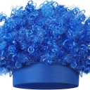 Hairy Headband Crazy Hair Day Fun Wig Hat Costume Accessory for Women Men Spirit Week Halloween Cosplay Sport (Navy Blue C)