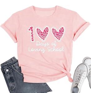 BQG 100 Days of Loving School Shirt Teacher Life Shirt, Size:XL