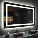 LOAAO 40"X24" LED Bathroom Mirror with Lights, Anti-Fog, Dimmable, RGB Backlit + Front Lighted, Bathroom Vanity Mirror for Wall, Memory Function, Tempered Glass (Safe to Use)
