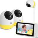 Ellie Pro Baby Monitor with 2 Cameras,5'' IPS 2K UHD Resolution,6000mAh Battery, Remote Pan-Tilt-5X Zoom, 2-Way Talk,No WiFi, Night Vision, Virtual Fence and 1000ft Range