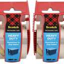 Scotch Heavy Duty Shipping Packaging Clear Tape, 1.5" Core, 1.88" x 22.2 Yard, Red Dispenser (142) (Pack of 2)
