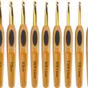 13 Sizes Crochet Hooks Set, Soft Touch Handle Crochet Hooks Set for Crocheting Yarn Craft 2.5-10mm, Knitting Sweater Needles Set for Grandmothers,Moms,Children,Beginners or Crochet Lovers (Gold)