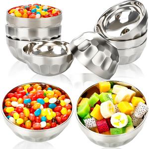 10 Pack 304 Stainless Steel Bowls 14 Oz Double-walled Insulated Metal Soup Bowl for Kids Rice Salad Cream Cereal Snack Noodle Serving Bowls Dishwasher Safe