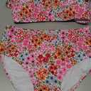 Fanuerg Women's High Waisted Bikini Sets Wide Straps Two Piece Swimsuit Floral Print Bathing Suits, Size S