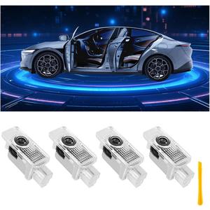 Car Door Lights Logo Projector Puddle Lights Compatible with A1/A3/A4/A5/A6/A7/A8/Q3/Q5/Q7/Q8/R8/TT/A4L/A6L E-Tron Series Accessories, No Fade 4K-HD Car Welcome Lights(4 Pack, Dual Plug)