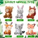 Aoriher 6 Pcs Mini Woodland Animals Stuffed Gift 4 Inch Cute Bear Rabbit Squirrel Raccoon Stuffed Keychain for Shower Birthday Party Centerpiece Decor(Regular Style)
