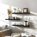 GXYAWPJ 24 Inch Floating Shelves for Wall Rustic Black Wood Wall Shelves for Bedroom Set of 4