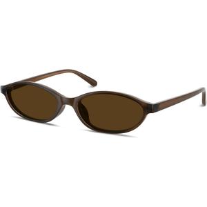 Sunglasses Womens Retro Oval Sunglasses for Women - Cat Eye 90s Glasses Y2K UV400 Lightweight Narrow Shades