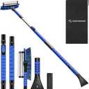 Nuovoware 60" Ice Scraper and Extendable Snow Brush for Car Windshield, 5 in 1 Adjustable Snow Removal Tools with 270 Pivoting Brush Head for Car Auto Truck SUV, Blue