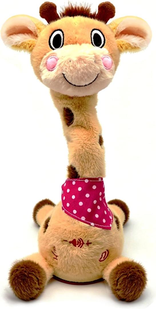 Pbooo Dancing Giraffe Toy, Talking Stuffed Animal for Toddlers, Repeating & Singing Baby Toys, Interactive Musical Plush Birthday Gifts for 1 2 3 Years Old Boys Girls