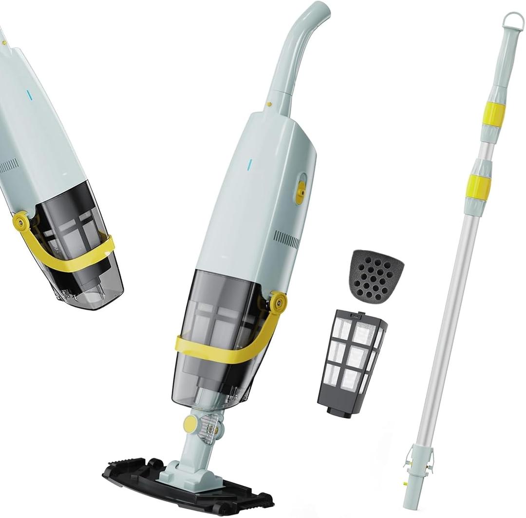 Cordless Handheld Pool Vacuum, Rechargeable Pool Cleaner with Dual-Phase Debris Capture, 30W Powerful Suction, 60-Min Runtime, Ideal for Above Ground Pools, Spas, Hot Tubs, Gold
