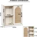 RUSTOWN Boho Rattan Wall Cabinet, Midcentury Bathroom Cabinet with Sliding Door, Adjustable Shelves, Over The Toilet Storage Cabinet (Vintage White)