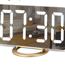 SZELAM Digital Alarm Clock,LED and Mirror Desk Clock Large Display,with Dual USB Charger Ports,3 Levels Brightness,12/24H,Modern Electronic Clock for Bedroom Home Living Room Office - Gold