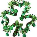 St. Patricks Day Wreath Decorations,Shamrocks Wreath for Front Door,Green Glitter Leaves Wreath, St. Patrick's Day Decor for Spring Outdoor Home Wall Window