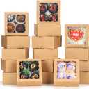 40 Pack Bakery Boxes 4x4x2 Inches Cookies Boxes Mini Bundt Cake Boxes Pie Boxes Cinnamon Roll Treat Boxes Chocolate Truffle Boxes Party Wedding Favor (Brown)