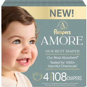 Pampers Amore, Size 4 (15-34 lbs), 108 Count, Our Best Diaper – Hypoallergenic & Fragrance Free, Up to 100% Leakproof, Soft as Cashmere
#1 New Release
in Baby