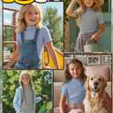LessonZoo 3 Pack Girls Shirts Short Sleeve Mock Turtleneck Cotton Cute Lettuce Trim Summer Tops 5-14Y Kids Clothes(Light Purple, Gray, Light Blue,11-12 Years) (Gray)