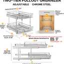 2-Tier Kitchen Cabinet Pull Out Shelf and Drawer Organizer Slide Out Pantry Storaqe Basket in Multiple Sizes (14" W x 21" D)