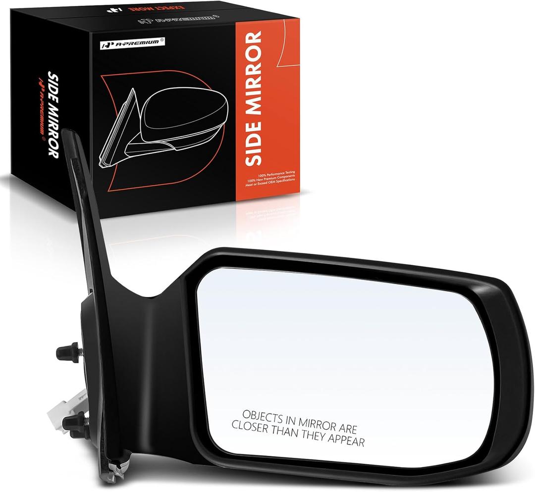 A-Premium Passenger Side Power Door Mirror - Compatible with Nissan Altima 2007-2012 - Non-Heated Non-Folding Black Outside Rear View Mirror - Replace# 96301-JA04A