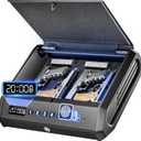 Large Biometric Gun Safe fits 4 pistols, 100 Sets of Fingerprint Handgun Safe with Internal Light & Silent Mode, Gun Lock Box for Home Bedroom Bedside Nightstand and Car, Emergency Charging, TOPMEDA