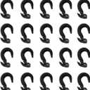 20PCS Black Plastic Adjustable Hooks Elastic Rope Binding Rope Hook Bungee Rope Hook Fit 1/4 Inch 5/16 Inch 3/8 Inch Shock Cord and Camping Rope