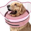 Supet Raised Inflatable Dog Cone Alternative Collars for After Surgery, Dog Donut Collar After Surgery, Soft Pet Cone for Dogs to Stop Licking (M(Neck 9"-12.5"), Pink)