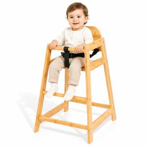 2026 New Bamboo High Chair for Baby and Toddler, ASTM F404 Certified, Ergonomic Back Support, Wooden Baby High Chair for Home & Restaurant Use, Compact, Stable & Eco-Friendly Toddler Feeding Chair