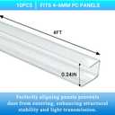 10 PCS Polycarbonate Panels U Connector Profile 4FT Long 0.24IN High, U-Clip 4' × 0.71’’ × 0.24’’