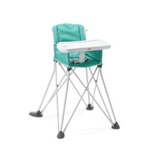 Bright Starts Pop 'N Dine Portable High Chair, Indoor/Outdoor, BPA Free Tray, Easy to Fold, Unisex, Teal, 6 Months +