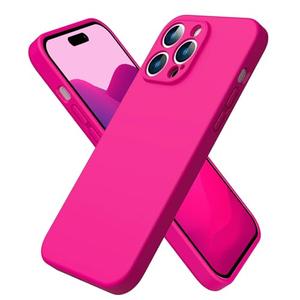 ROUMAYMAY for iPhone 12 Pro Max Case, Liquid Silicone Shockproof Upgraded [Camera Protection] Slim Soft Smooth Microfibre Lining Anti-Scratch, Full Body Phone Case for iPhone 12 Pro Max 6.7", Hot Pink