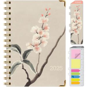 HARDCOVER 2025 Planner, 5.5"x8": 14 Months (November 2024 - December 2025), Daily Weekly Monthly Planner, Yearly Agenda, Bookmark, Pocket Folder and Sticky Note Set (Orchid)