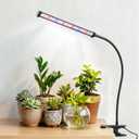 LED Grow Light, 5700K Full Spectrum Clip Plant Growing Lamp with White Red LEDs for Indoor Plants, 5-Levels Dimmable, Auto On Off Timing 4/8/12/18Hrs(Single Head)