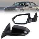 Left Driver Side Mirror Compatible With 2021 2022 2023 2024 2025 2026 Hyundai Elantra With Manual Folding Power Glass Black Replace#87610AA120(3Pins)