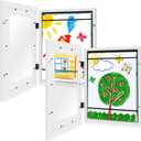 Americanflat - 2 Pack - Kids Artwork Frame Changeable (White) - Magnetic Door Holds 100 Art Pieces - 8.5x11 Letter Size Display with Mat or 10x12.5 Without Mat, My Mini Masterpiece
