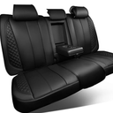 CAR Pass Waterproof Leather Back Seat Covers, Nappa PU Leather Rear Seat Bench Cushioned Breathable Back Row Protector Universal Fit for Car Sedan SUV Pickup Truck, Backseat Rear (Black)
