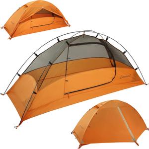 Clostnature Crux Lightweight Tent for Backpacking - 1/2/3/4 Person Ultralight Backpacking Tent, Waterproof Easy Setup Camping Tent, Hiking Tent for Outdoor, Hiking and Mountaineering (Orange)