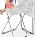 TV Tray Table,Folding Table with Cup Holder Portable,Foldable Snack Tray for Eating,Small Folding Tables Set of 2,Dinner Tables for Couch, Living Room,Small Space (White Marble,2Pcs)